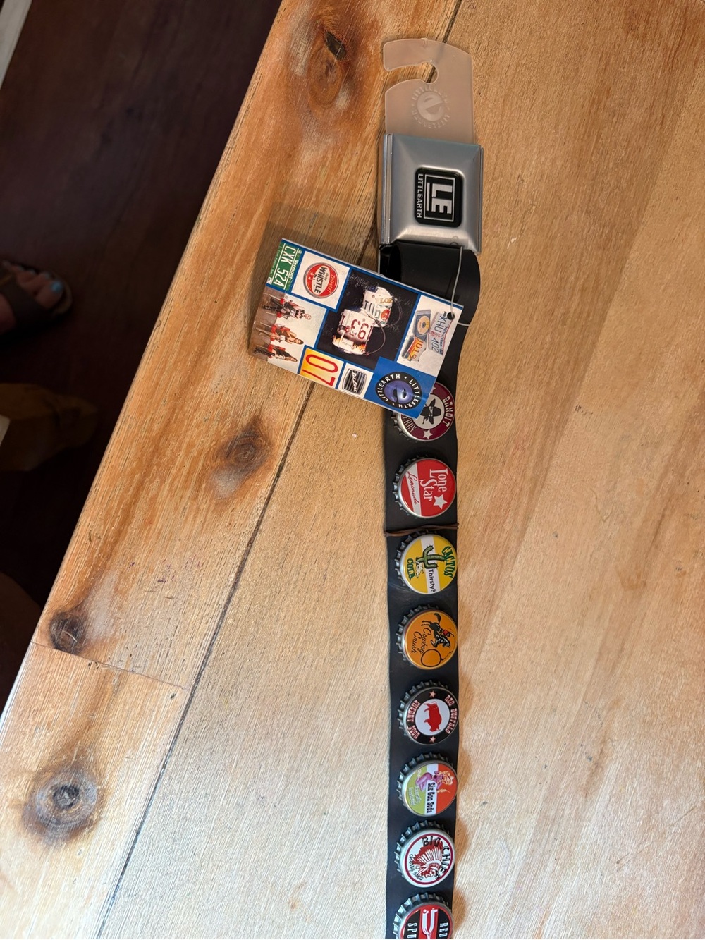 Little Earth Black Belt with Colorful Bottle Cap Accents